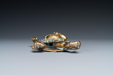 A Chinese gilt bronze 'Mahakala' figure, 18th C.
