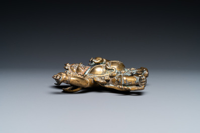 A Chinese gilt bronze 'Mahakala' figure, 18th C.
