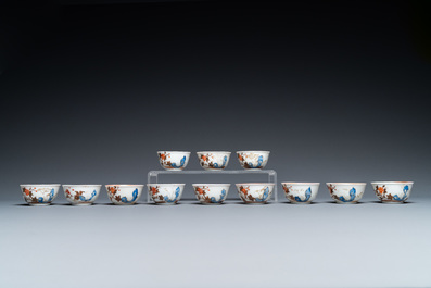 A rare Chinese 32-piece miniature tea service in blue, white and iron-red, Qianlong
