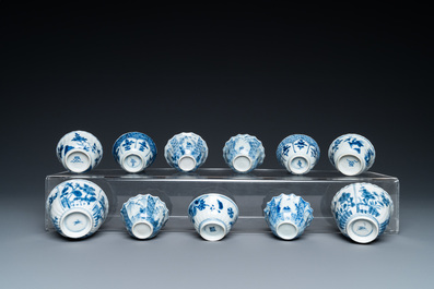 Drie&euml;ntwintig Chinese blauw-witte schotels en zeventien koppen, Kangxi