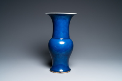 A Chinese monochrome blue 'yenyen' vase, Yongzheng/Qianlong