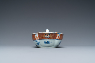 A Chinese Imari-style 'Dames au Parasol' sauceboat after Cornelis Pronk, Qianlong