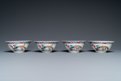 Vier Chinese famille rose kommen voor de Straits of Peranakan markt, 19e eeuw