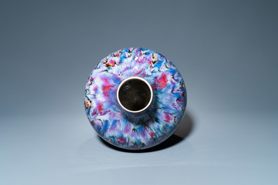 A Chinese flamb&eacute;-glazed bottle vase, 19th C.