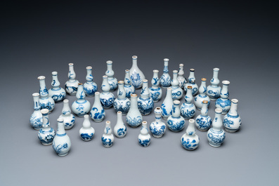 Thirty-seven Chinese blue and white miniature vases, Kangxi