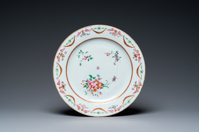 Twelve Chinese famille rose plates and a dish, Qianlong