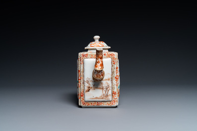 A large Chinese faux-bamboo 'mandarin' teapot and cover, Qianlong