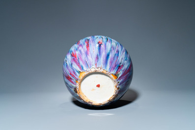 A Chinese flamb&eacute;-glazed bottle vase, 19th C.