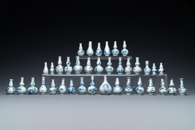 Thirty-seven Chinese blue and white miniature vases, Kangxi