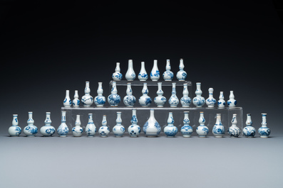 Thirty-seven Chinese blue and white miniature vases, Kangxi