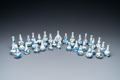 Thirty-seven Chinese blue and white miniature vases, Kangxi