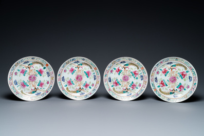 Four Chinese famille rose plates for the Straits or Peranakan market, 19th C.