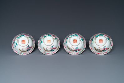 Vier Chinese famille rose kommen voor de Straits of Peranakan markt, 19e eeuw