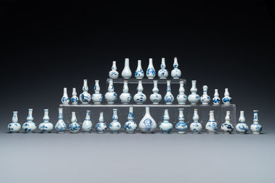 Thirty-seven Chinese blue and white miniature vases, Kangxi