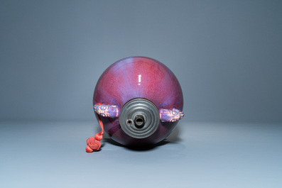 A Chinese lamp-mounted flamb&eacute;-glazed vase, Qianlong