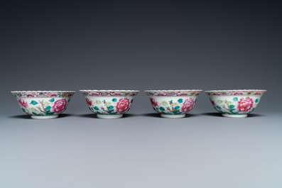 Four Chinese famille rose bowls for the Straits or Peranakan market, 19th C.