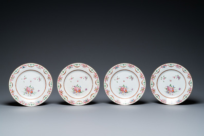 Twelve Chinese famille rose plates and a dish, Qianlong