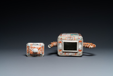 A large Chinese faux-bamboo 'mandarin' teapot and cover, Qianlong
