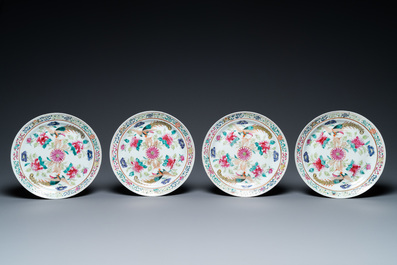 Four Chinese famille rose plates for the Straits or Peranakan market, 19th C.