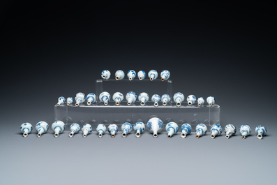 Thirty-seven Chinese blue and white miniature vases, Kangxi