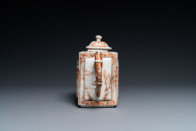 A large Chinese faux-bamboo 'mandarin' teapot and cover, Qianlong