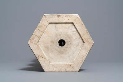 A Chinese hexagonal famille rose garden seat, 19th C.