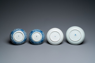 Vier Chinese blauw-witte 'Bleu de Hue' borden voor de Vietnamese markt, 19e eeuw