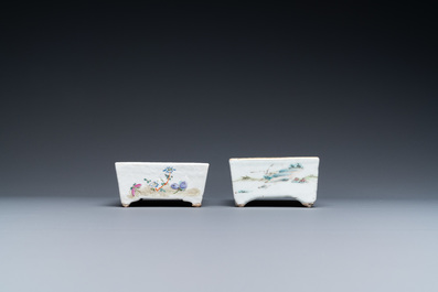 Een diverse collectie Chinees blauw-wit en famille rose porselein, 19/20e eeuw
