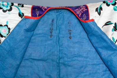 A Chinese gilt-metal embroidered silk 'animals' children's robe, 19/20th C.