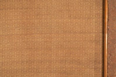 Drie grote Japanse geborduurde zijden panelen, Meiji, 19e eeuw
