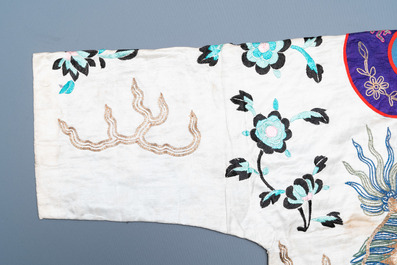 A Chinese gilt-metal embroidered silk 'animals' children's robe, 19/20th C.
