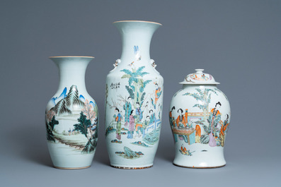 Three Chinese qianjiang cai vases, 19/20th C.