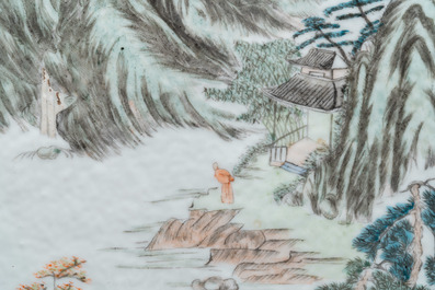 A Chinese qianjiang cai 'landscape' plaque, 19/20th C.