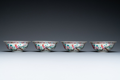 Four Chinese famille rose bowls for the Straits or Peranakan market, 19th C.