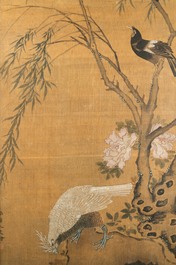 Chinese school, inkt en kleur op zijde: 'Eenden en vogels bij het water', late Ming/vroege Qing