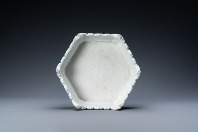 A Chinese famille rose hexagonal 'antiquities' stand, Yongzheng