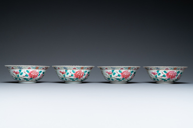 Four Chinese famille rose bowls for the Straits or Peranakan market, 19th C.