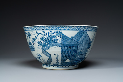 An exceptionally large Chinese blue and white bowl, Kangxi
