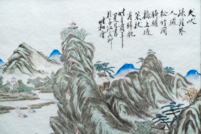 A Chinese qianjiang cai 'landscape' plaque, 19/20th C.
