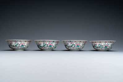 Four Chinese famille rose bowls for the Straits or Peranakan market, 19th C.