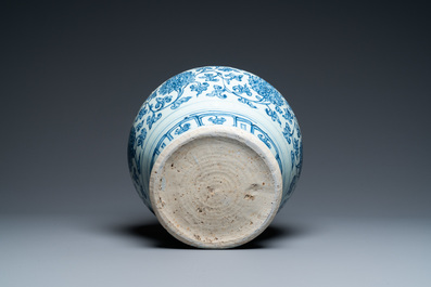 A Chinese blue and white 'lotus scroll' vase, Hongzhi
