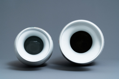 Two Chinese famille rose 'immortals' vases, Qianlong mark, 20th C.