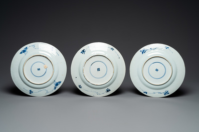 Zes Chinese blauw-witte schotels, Kangxi