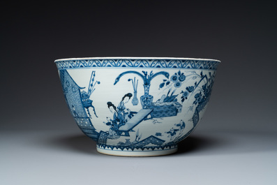 An exceptionally large Chinese blue and white bowl, Kangxi
