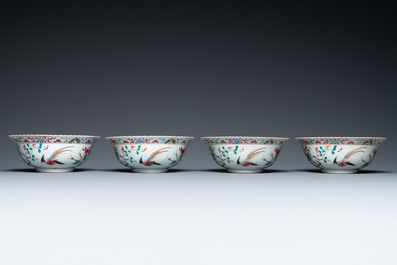 Four Chinese famille rose bowls for the Straits or Peranakan market, 19th C.