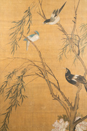 Chinese school, inkt en kleur op zijde: 'Eenden en vogels bij het water', late Ming/vroege Qing