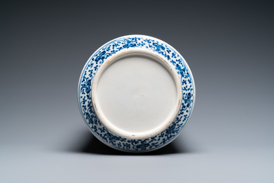 A Chinese blue and white soft paste 'sanduo' 'lantern' vase, Qianlong