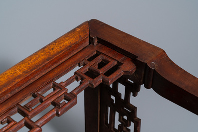 A Chinese wooden casket on stand, 19/20th C.