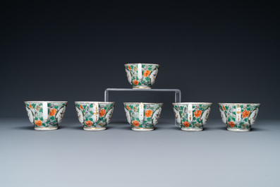 A Chinese Canton famille verte 14-piece tea service in presentation box, 19th C.