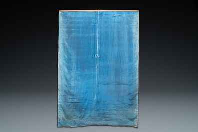A Chinese embroidered silk 'Shou' panel with immortals, 19th C.